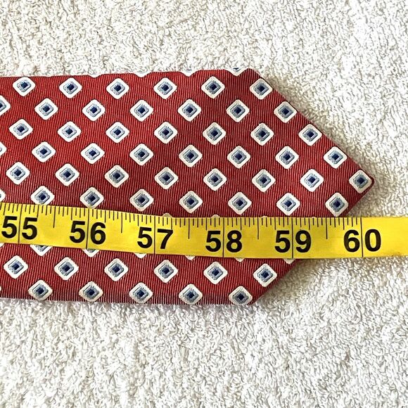 Jos A Bank Tie Repp Weave Diamond Pink Red White Blue Mob Vegas Preppy Y2K - Picture 9 of 9